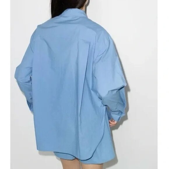 The Frankie Shop Blue Lui Organic Cotton Button Down Shirt - Picture 4 of 16